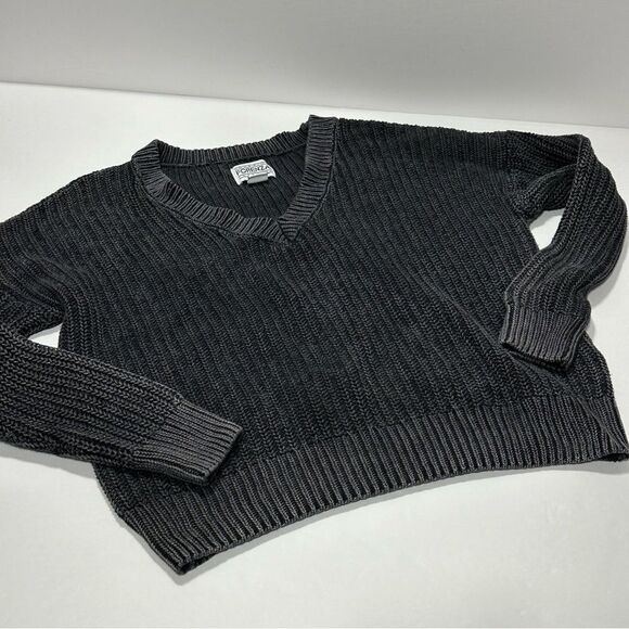 Love Pink Forenza Cropped Sweater Chunky Knit Sweater Grey V Neck M - Picture 2 of 10